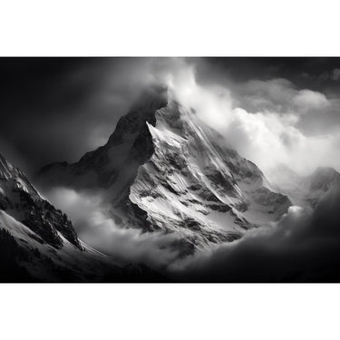Black and White Mountain Painting Art